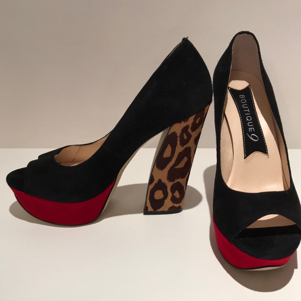 Platform chunky heels. Suede with hair heel (#202) - Picture 1 of 10